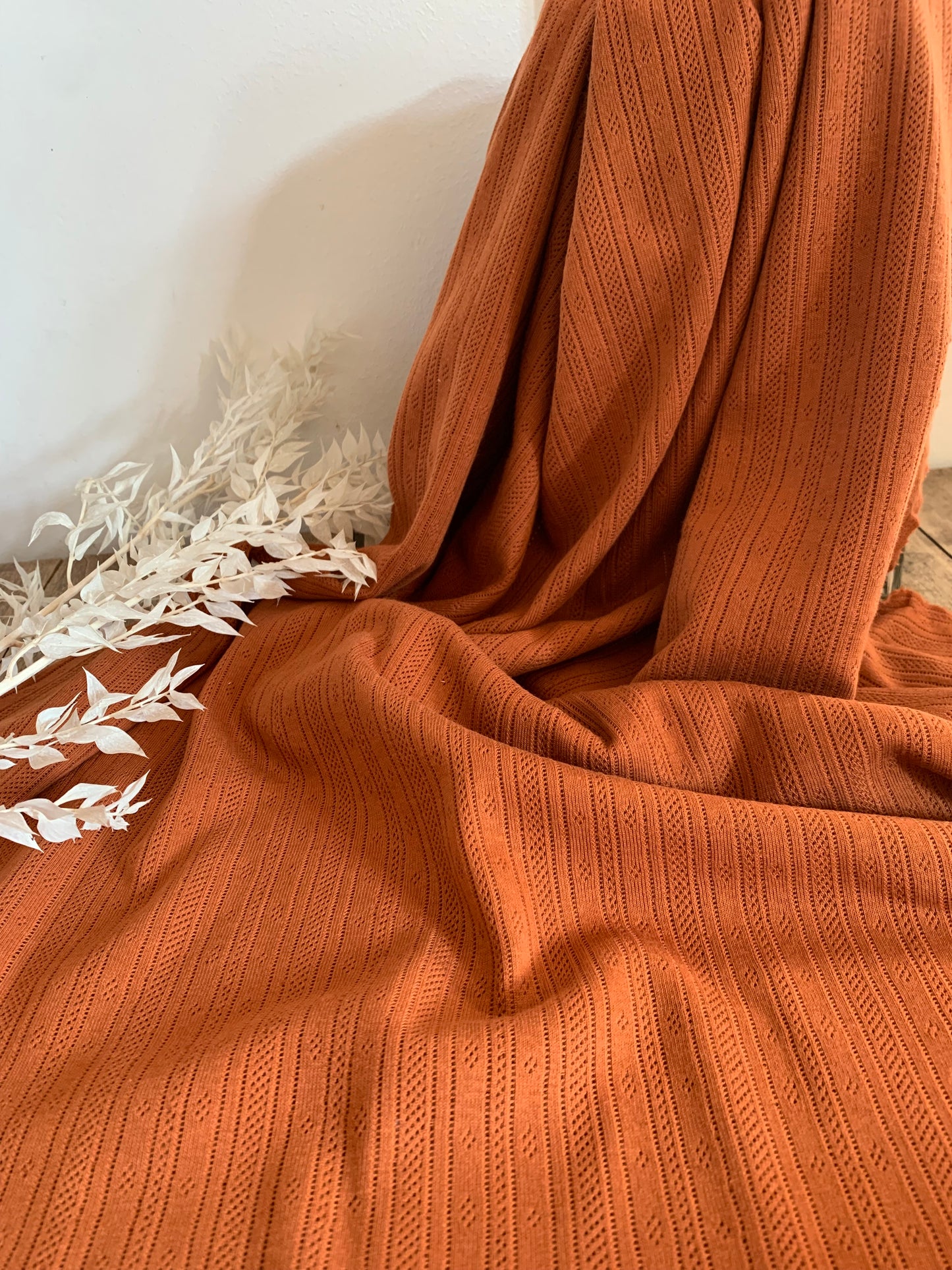 Jersey pointelle Cognac