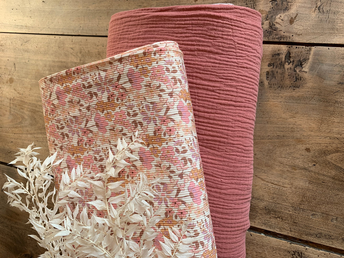 Tissu Maille Tricot Côtelé - Fleur Des Prés Pastel