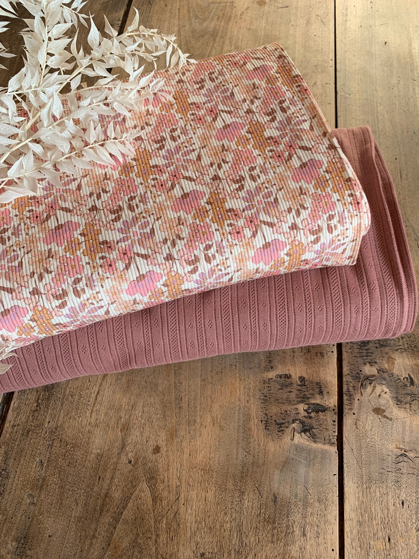 Jersey pointelle Rose Argile