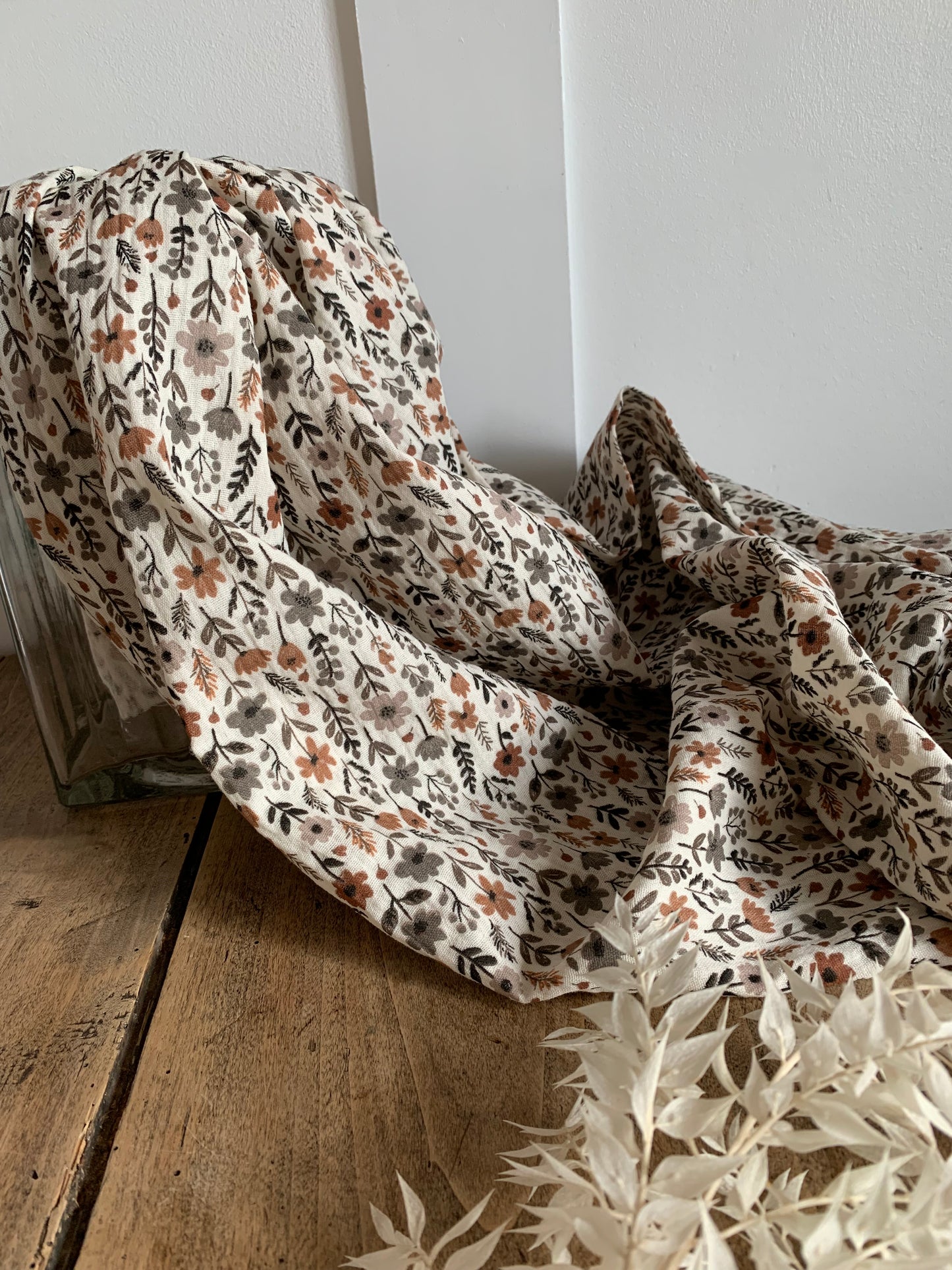 Coupon 0,70 m Double Gaze Maddy Ecru / Camel