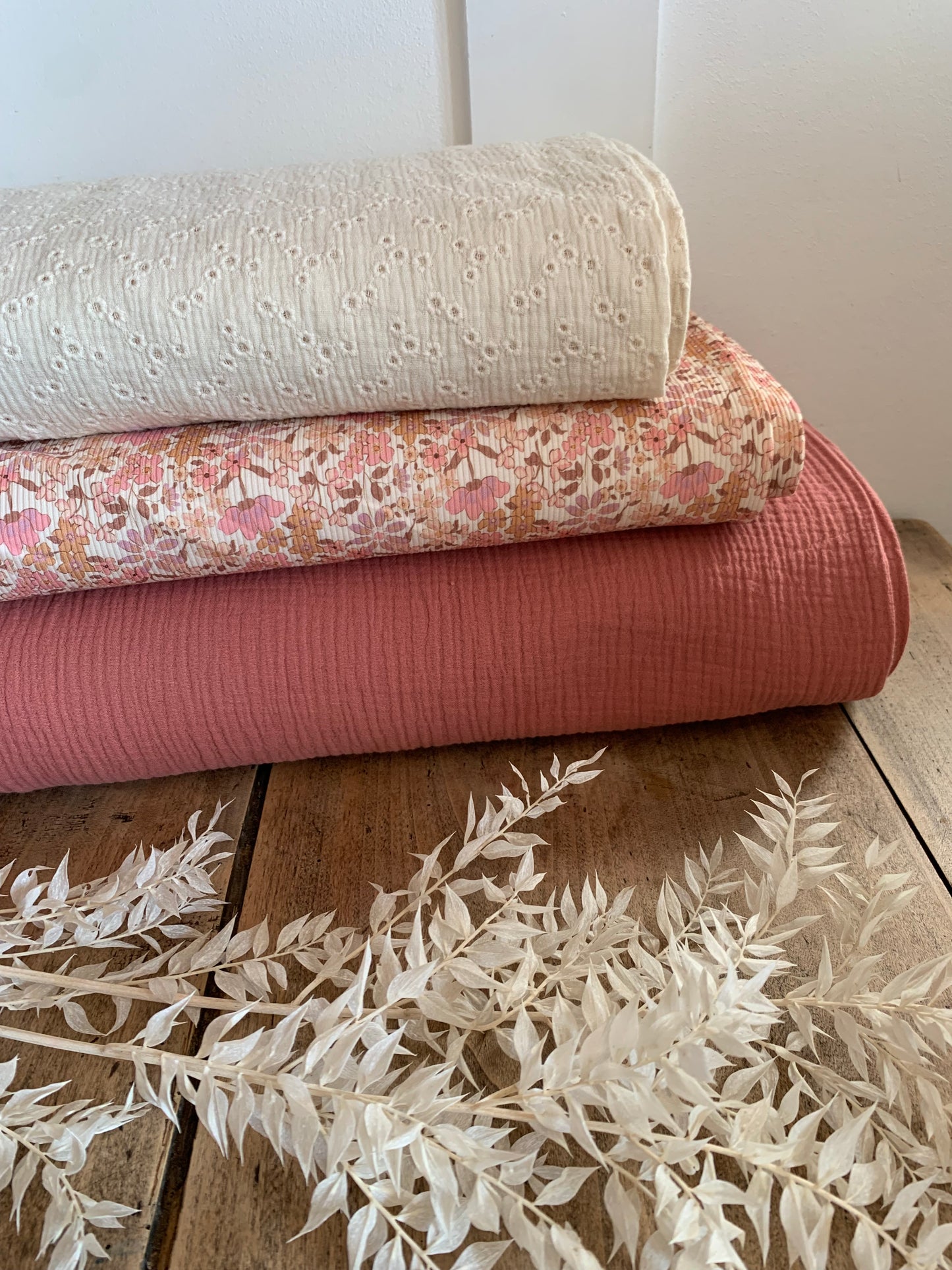 Tissu Maille Tricot Côtelé - Fleur Des Prés Pastel