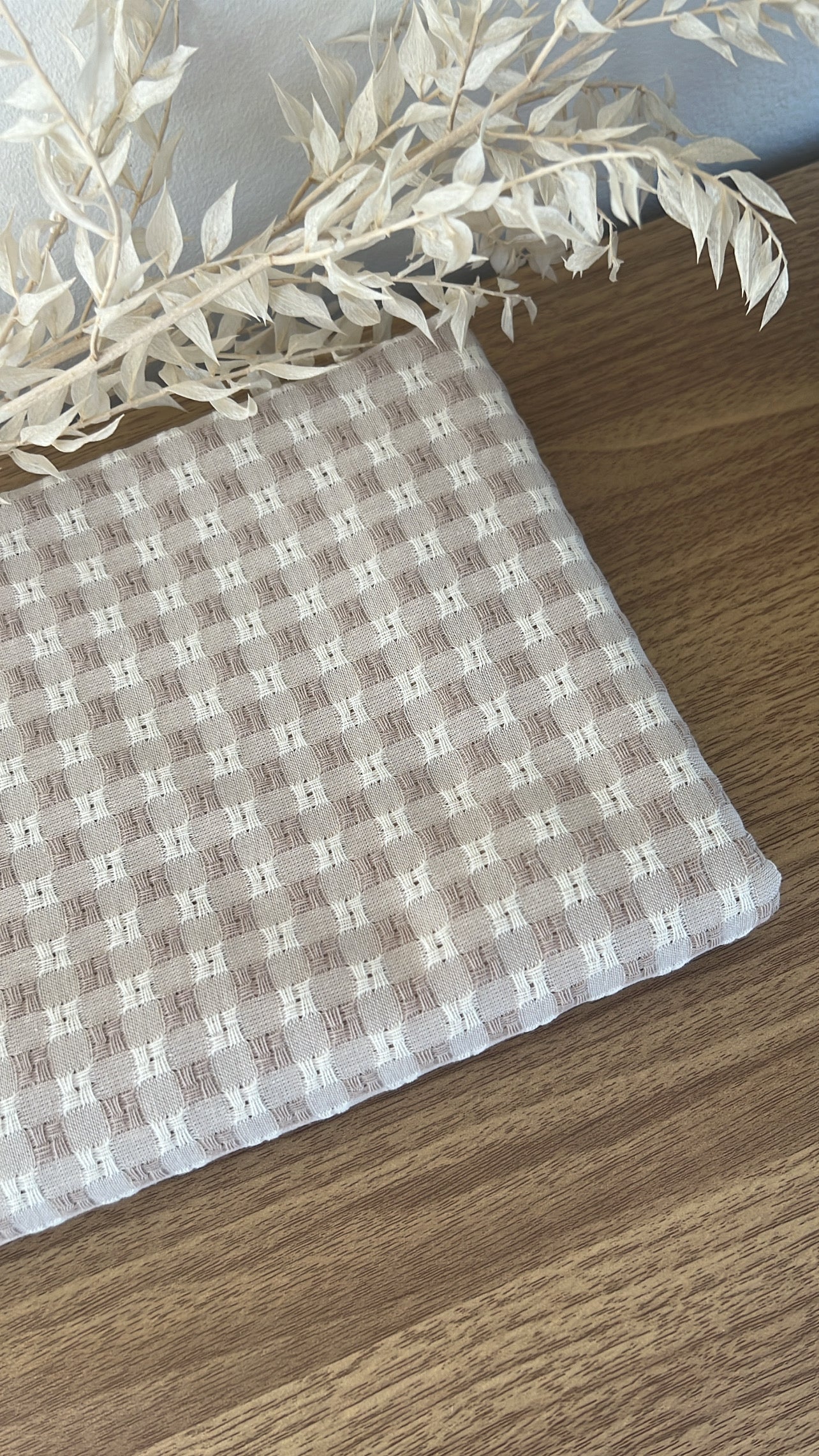 Tissu coton à carreaux sable