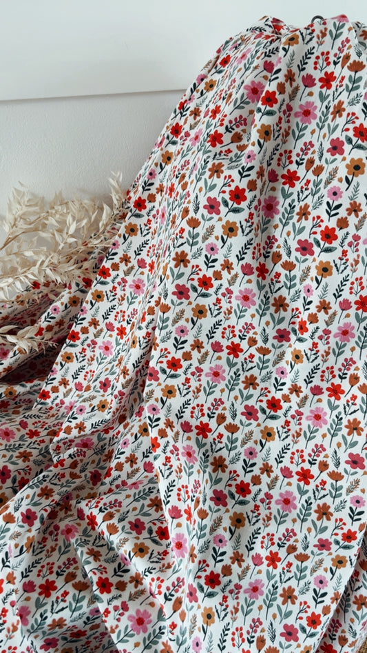 Coton Imprimé Maddy Écru & Rose