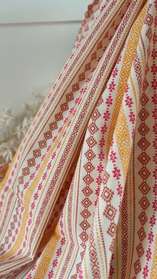 Coupon 1m - Coton Imprimé Beige Ocre