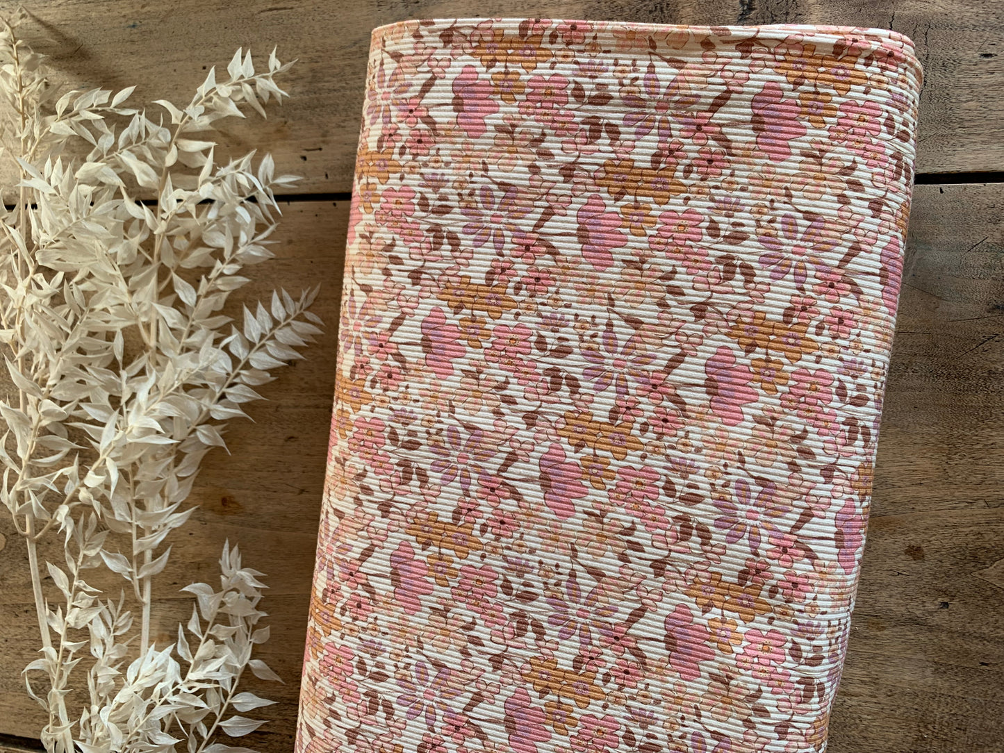 Tissu Maille Tricot Côtelé - Fleur Des Prés Pastel