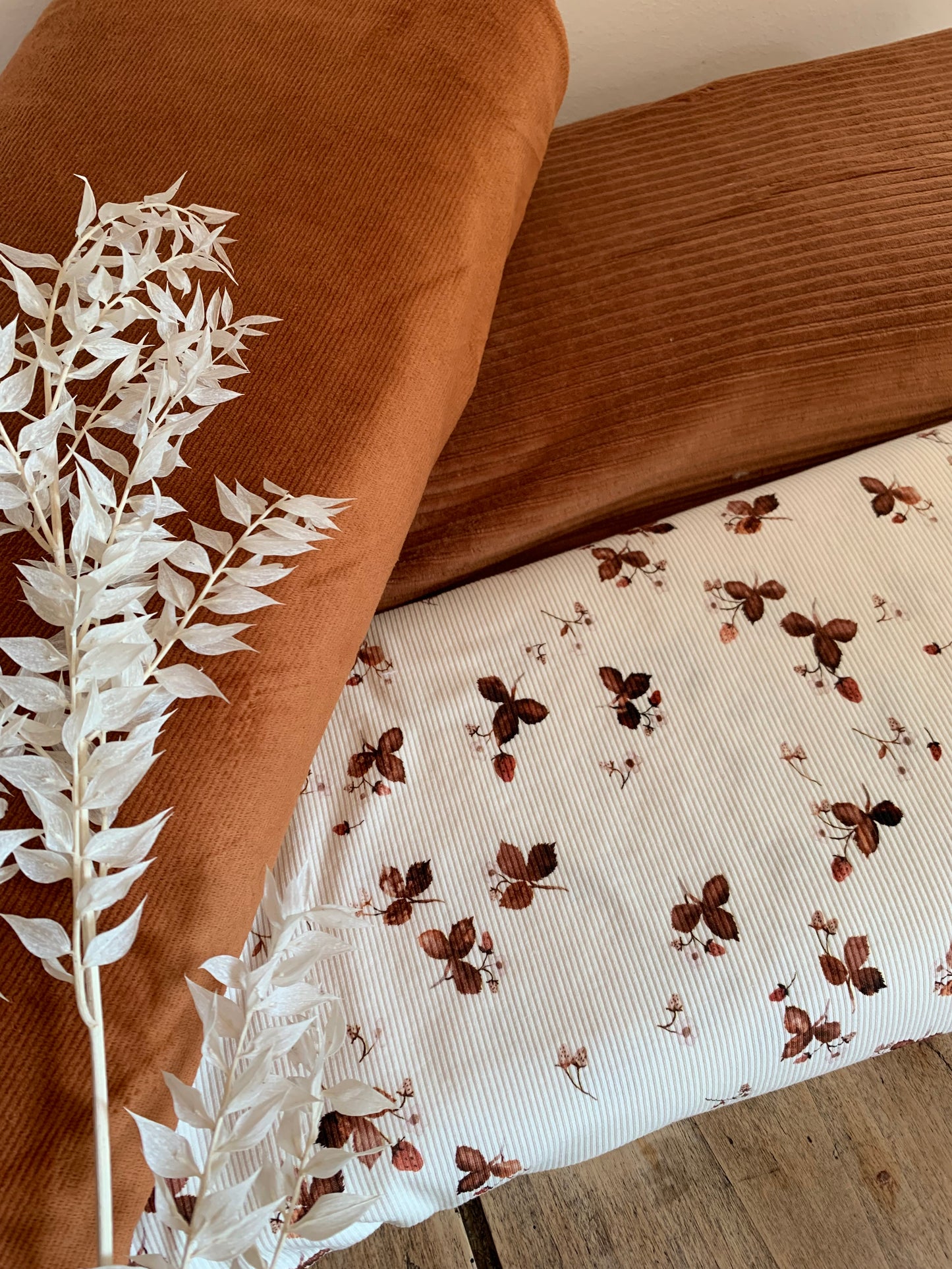Tissu Maille Tricot Côtelé - feuille noisette