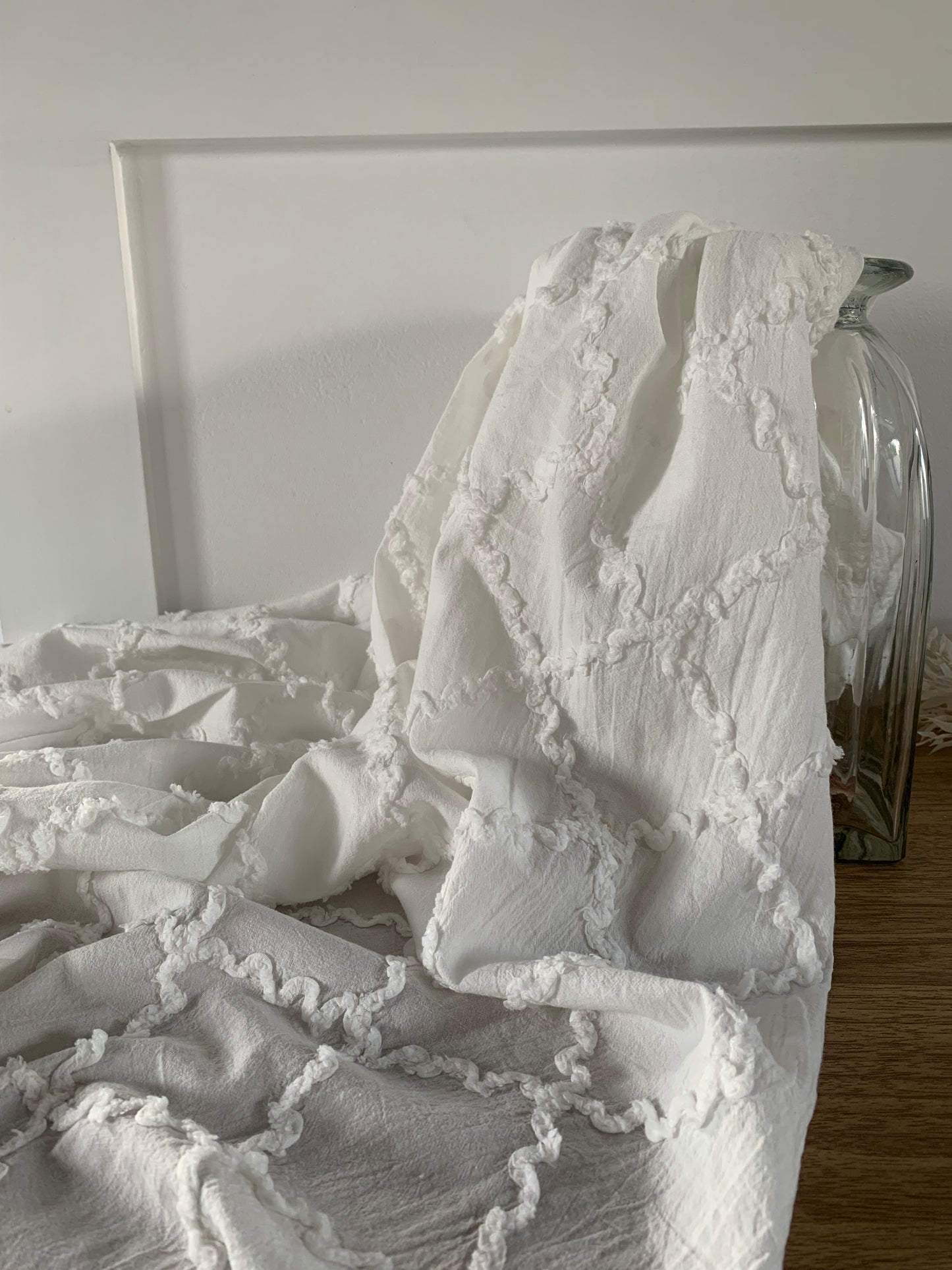 Coton brodé Texturé Carreau