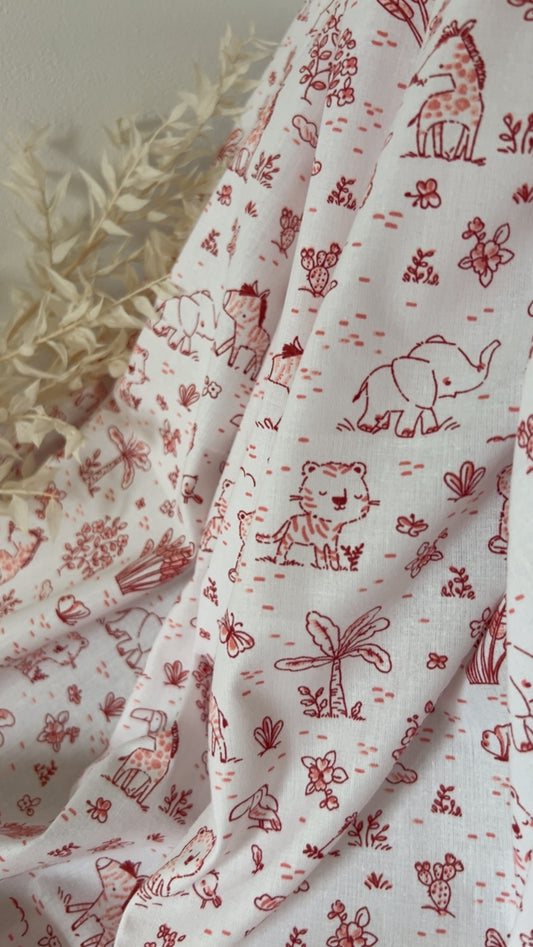 Coupon 1m - Coton Imprimé Savane Terracotta