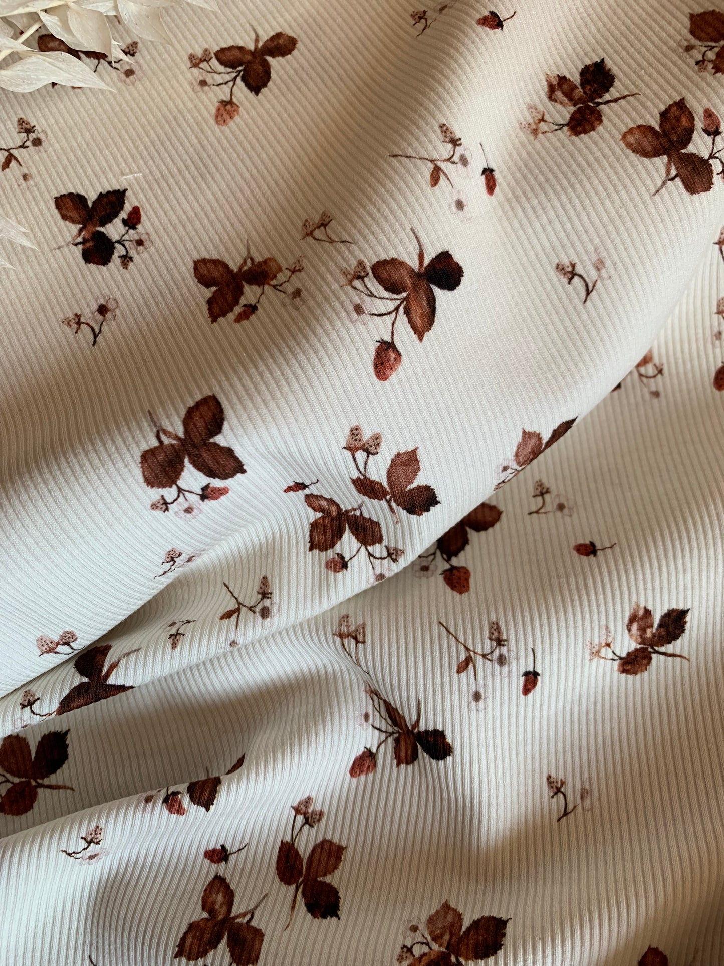 Tissu Maille Tricot Côtelé - feuille noisette