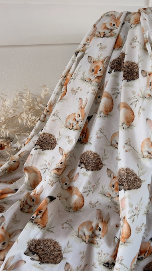 Printed Cotton Foxy Nature Watercolor