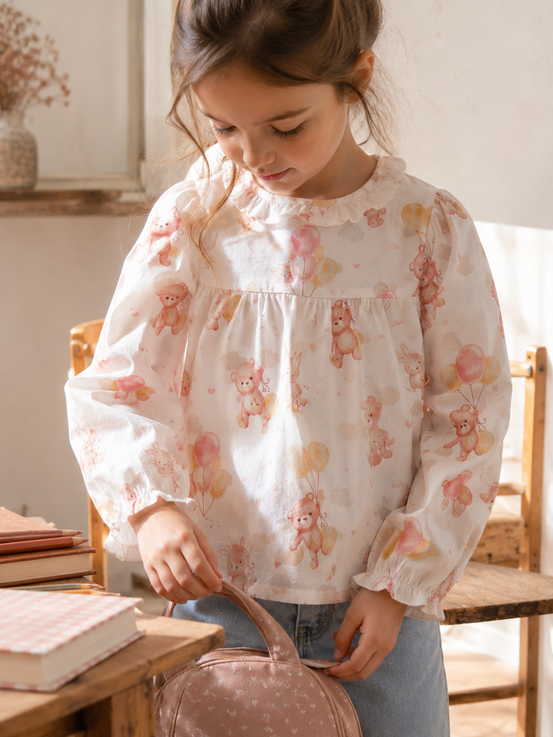 Coton Imprimé Sweet Balloon Rose Poudré