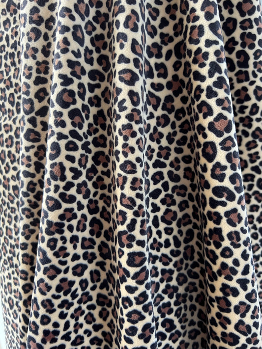 Tissu Jersey Effet Velours Léopard