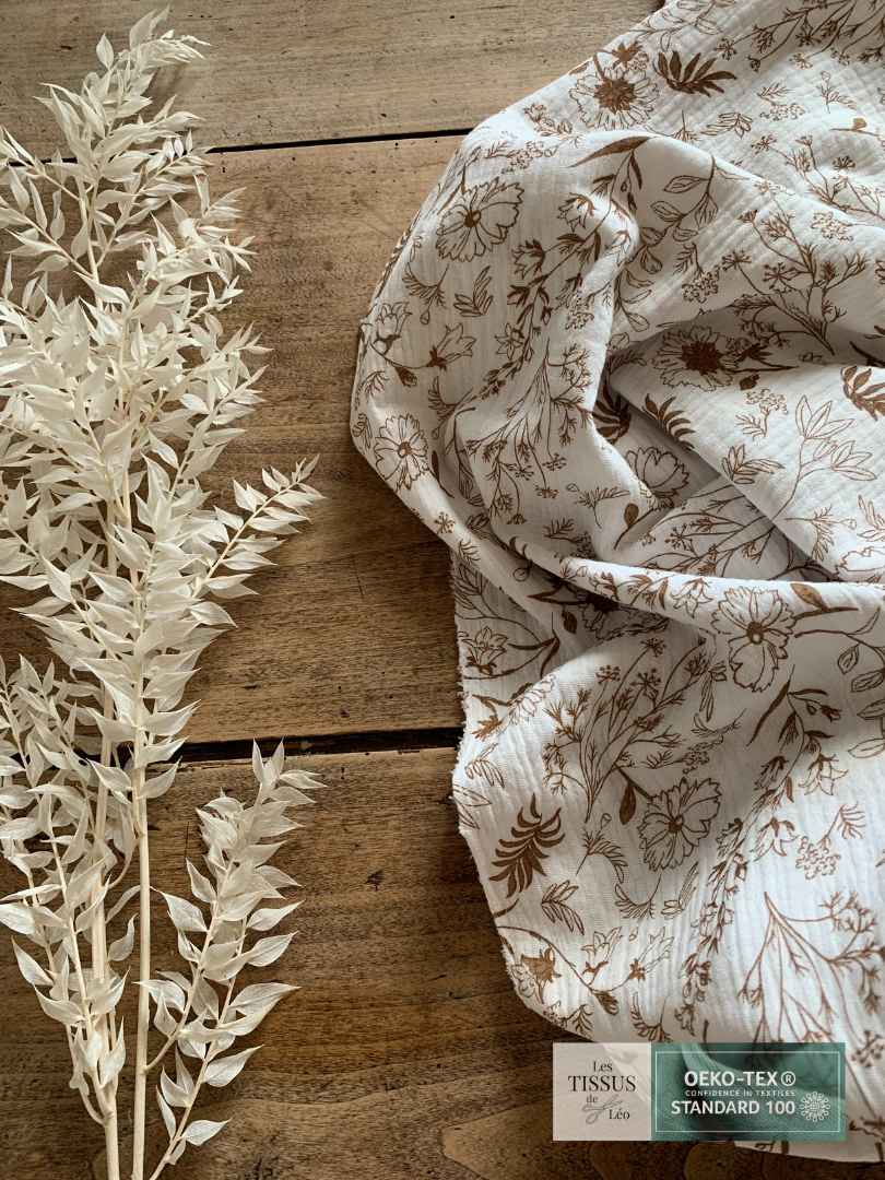 Double Gaze Petites Fleurs Camel