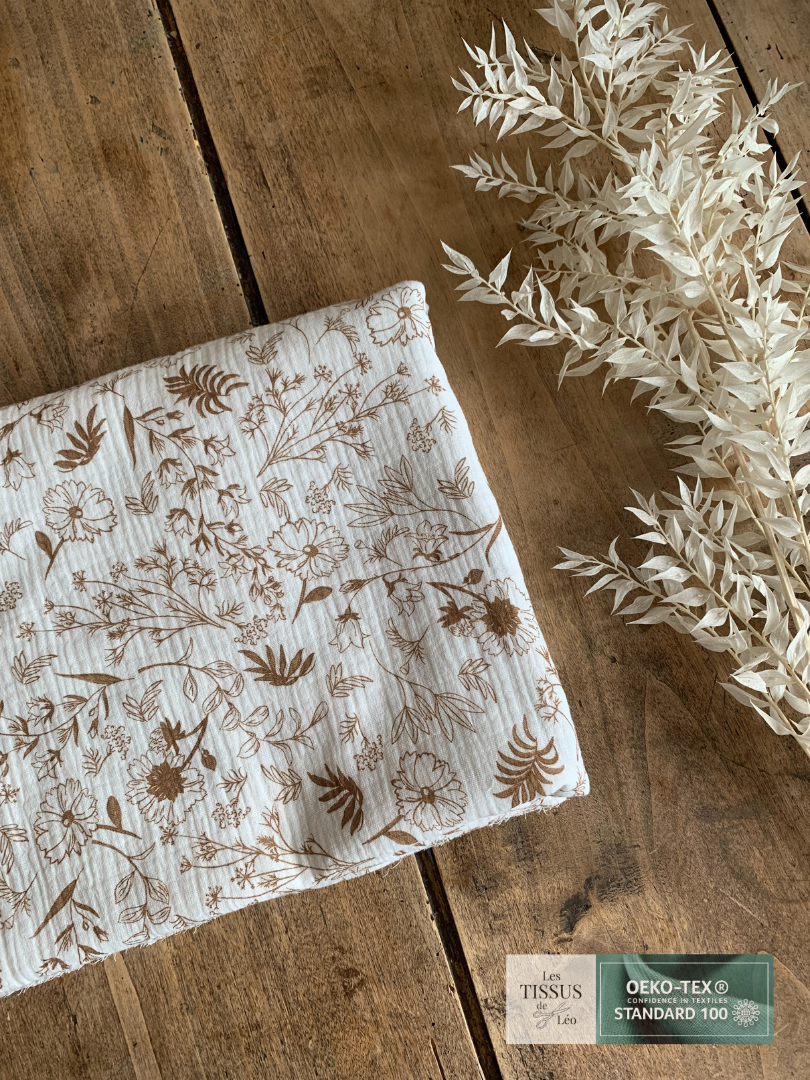 Double Gaze Petites Fleurs Camel