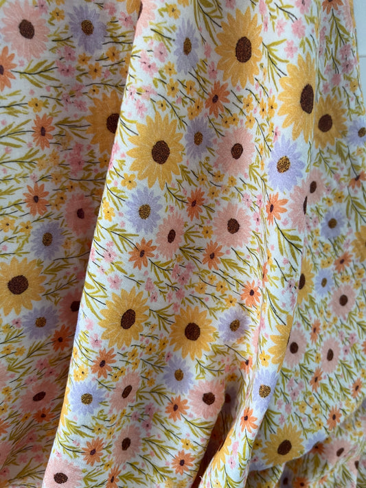 Double Gaze Fleurs - Jaune