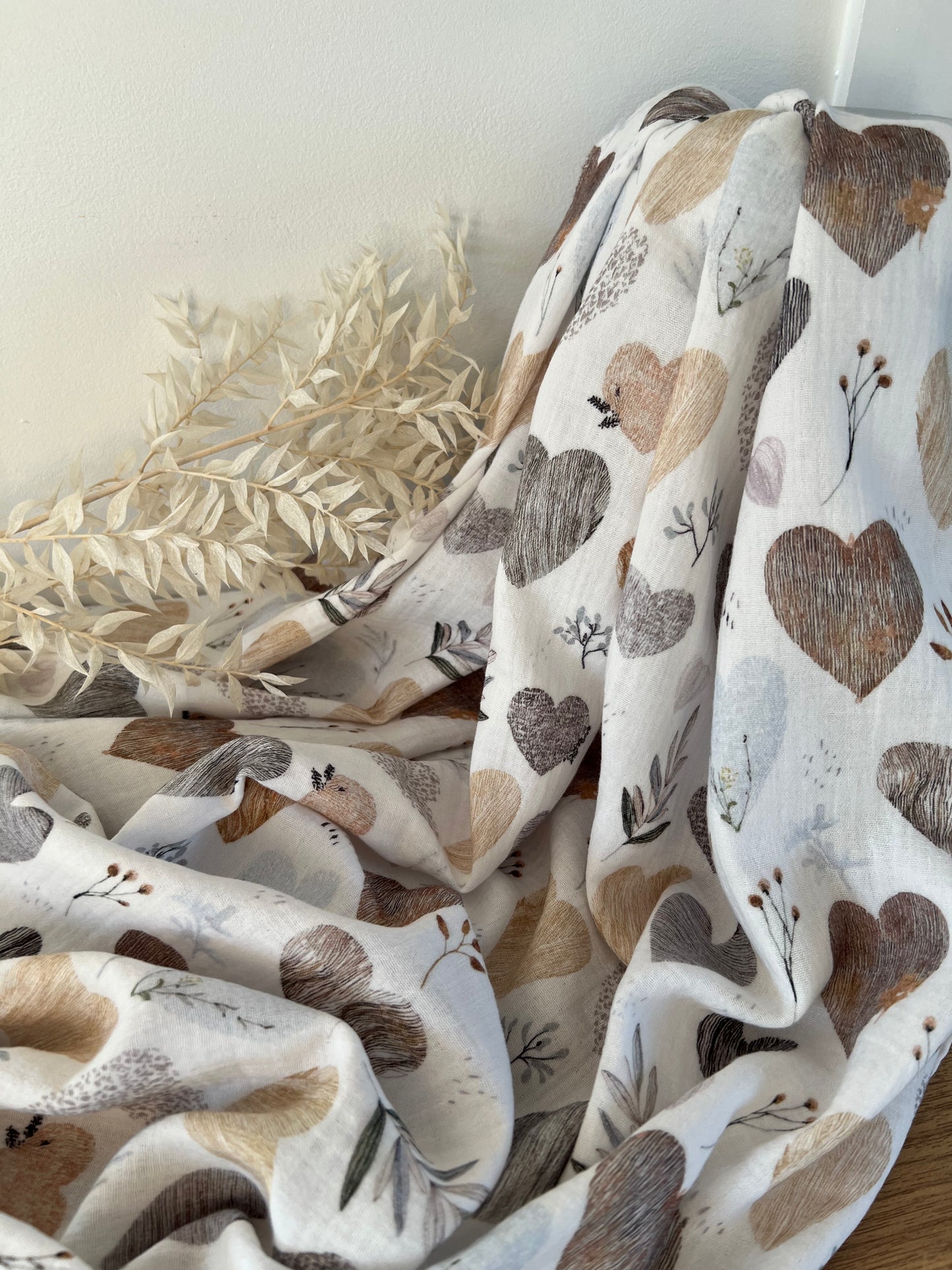 Double Gaze Imprimée LOVEGETAL Blanc / Gris