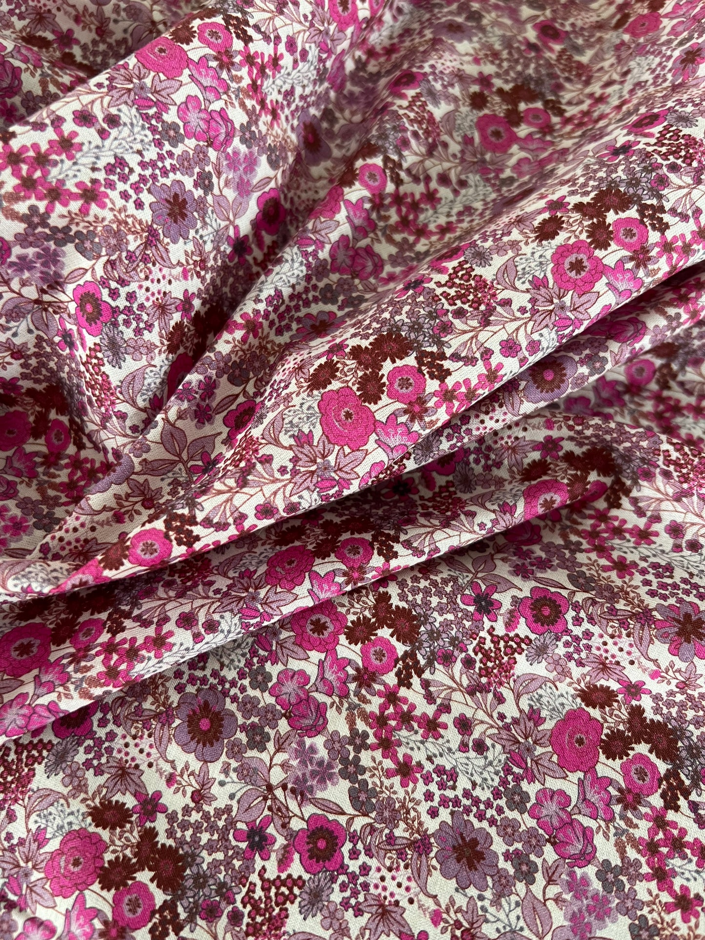 Voile de Coton Fleurs Fuschia