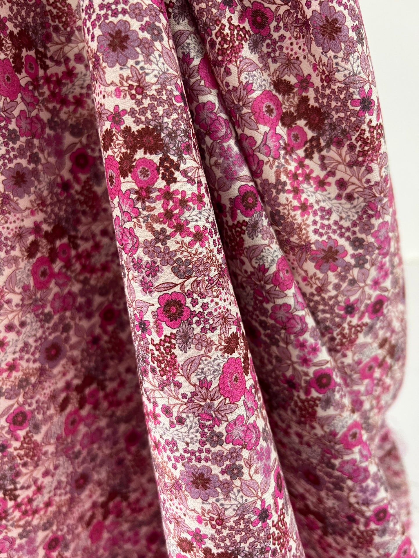 Voile de Coton Fleurs Fuschia