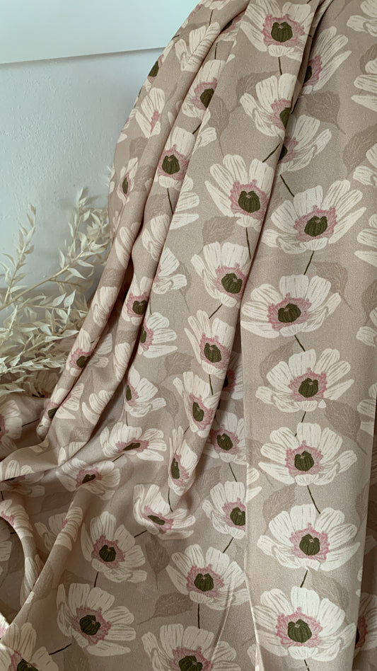 Coupon 1m - Viscose Fleurie Beige Sable