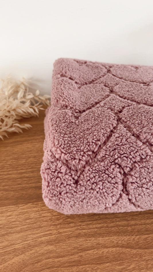 Sherpa Teddy Coeurs Mauve