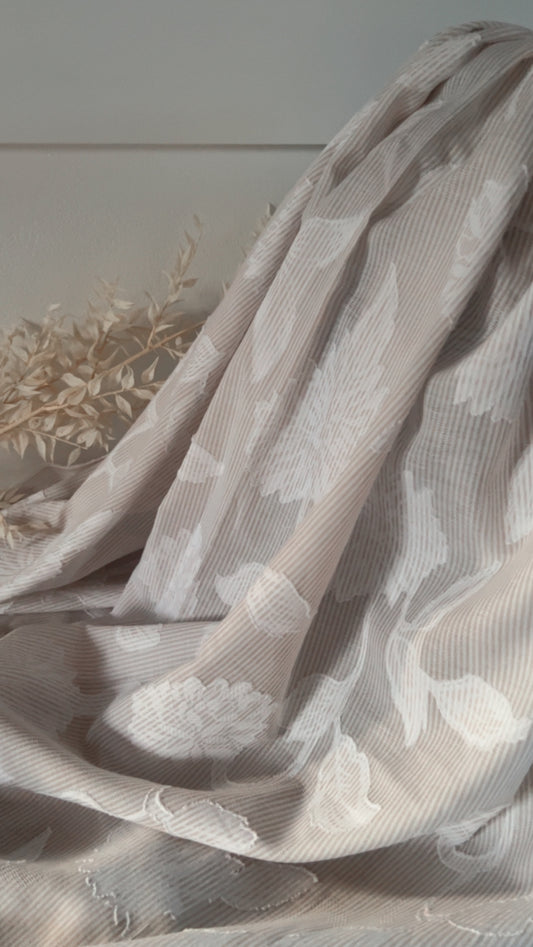 Coton Jacquard Rayures & Fleurs