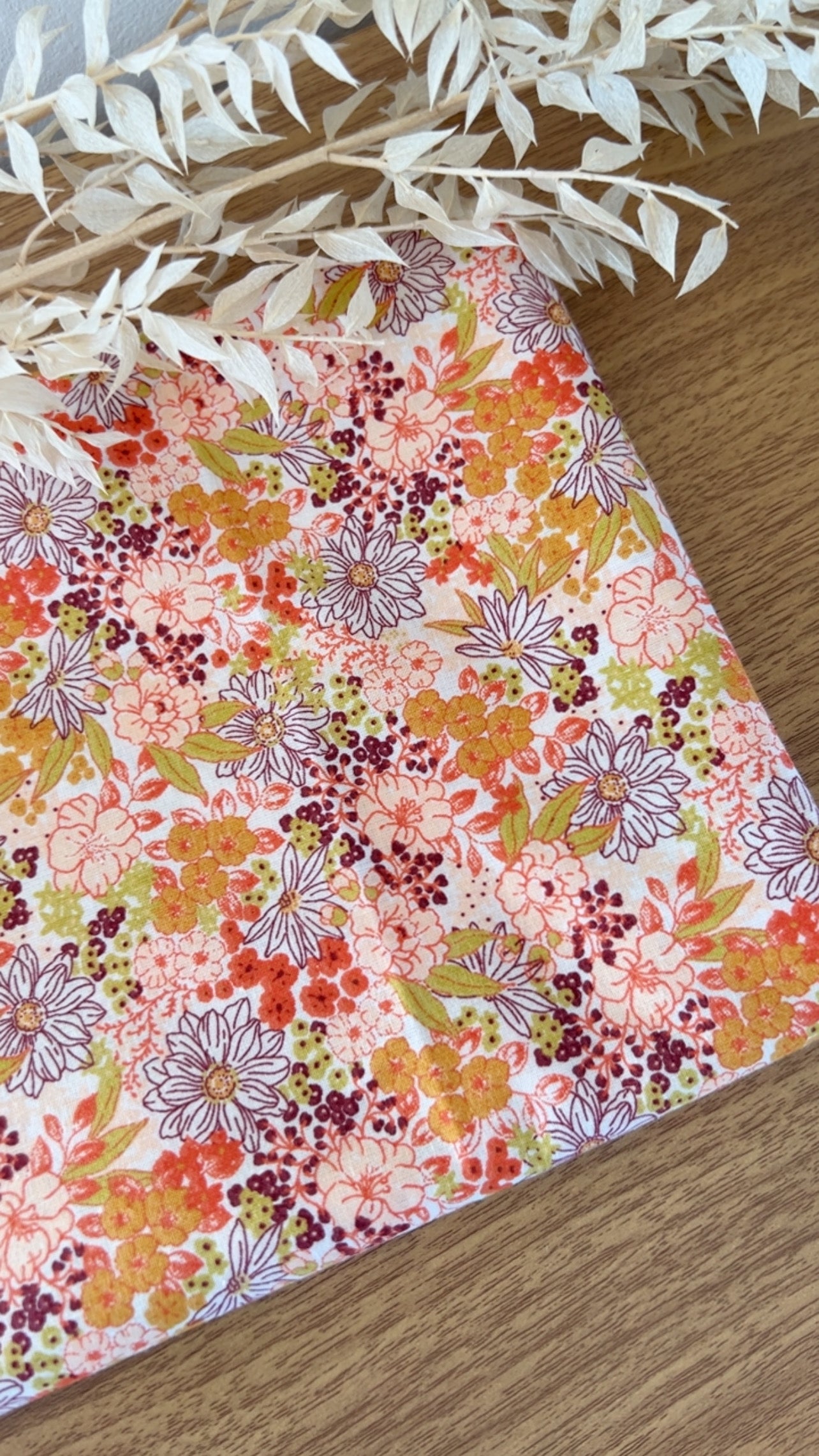 Coton Imprimé Jardin Fleuri Pêche Vintage