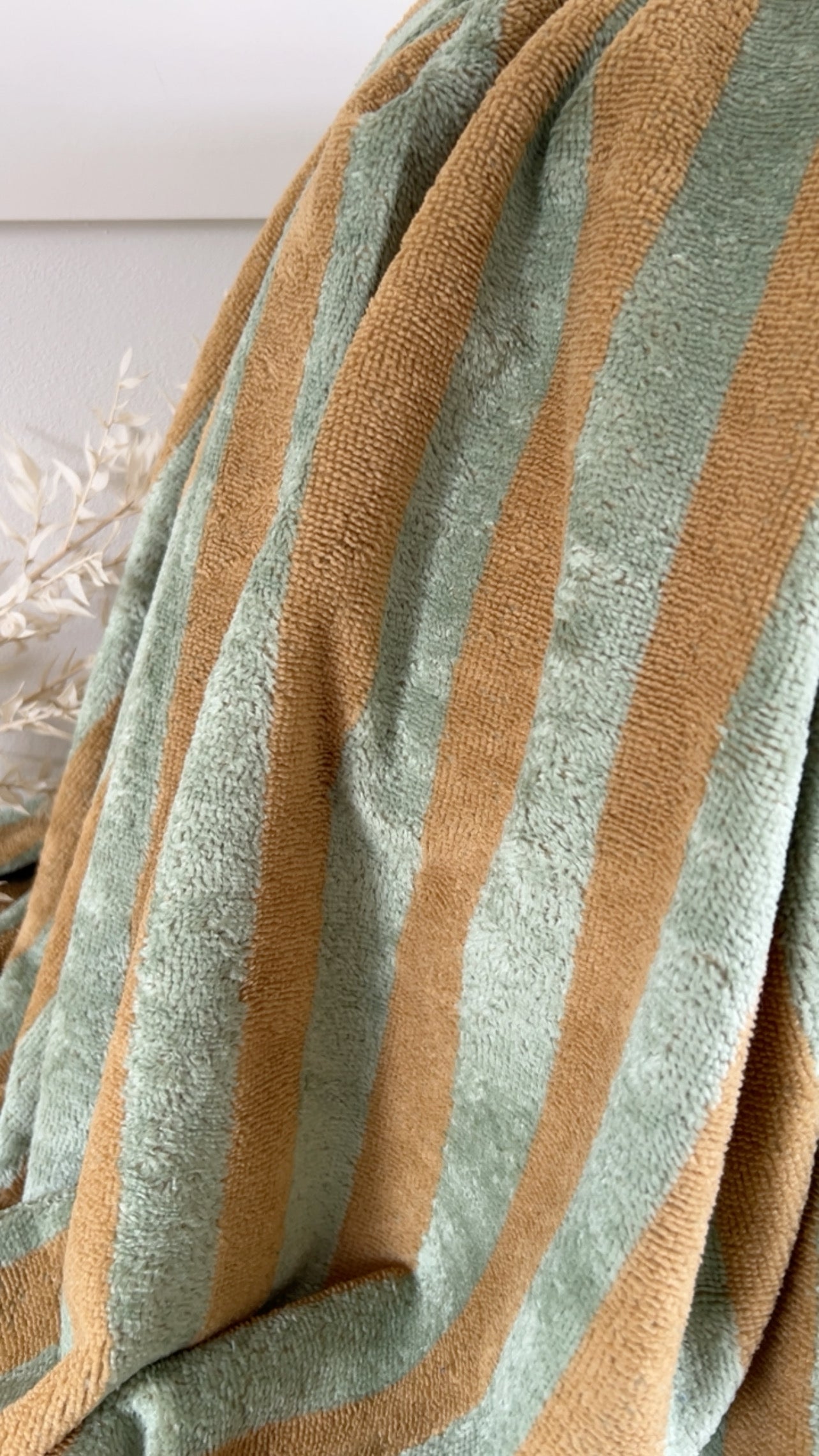 Micro éponge bambou rayée beige / romarin