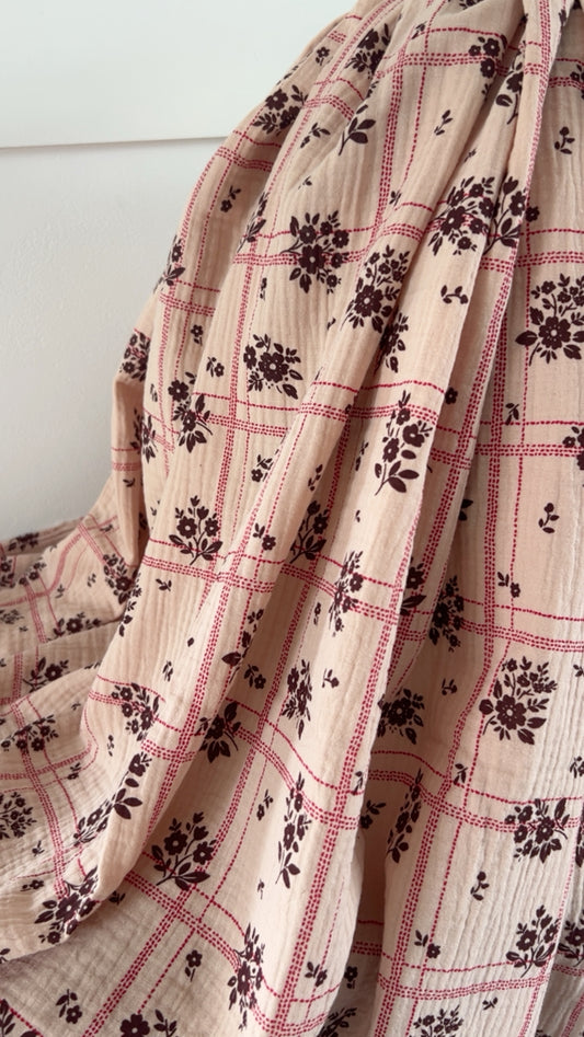 Double Gaze Fleurie à Carreaux Skin / Rouge