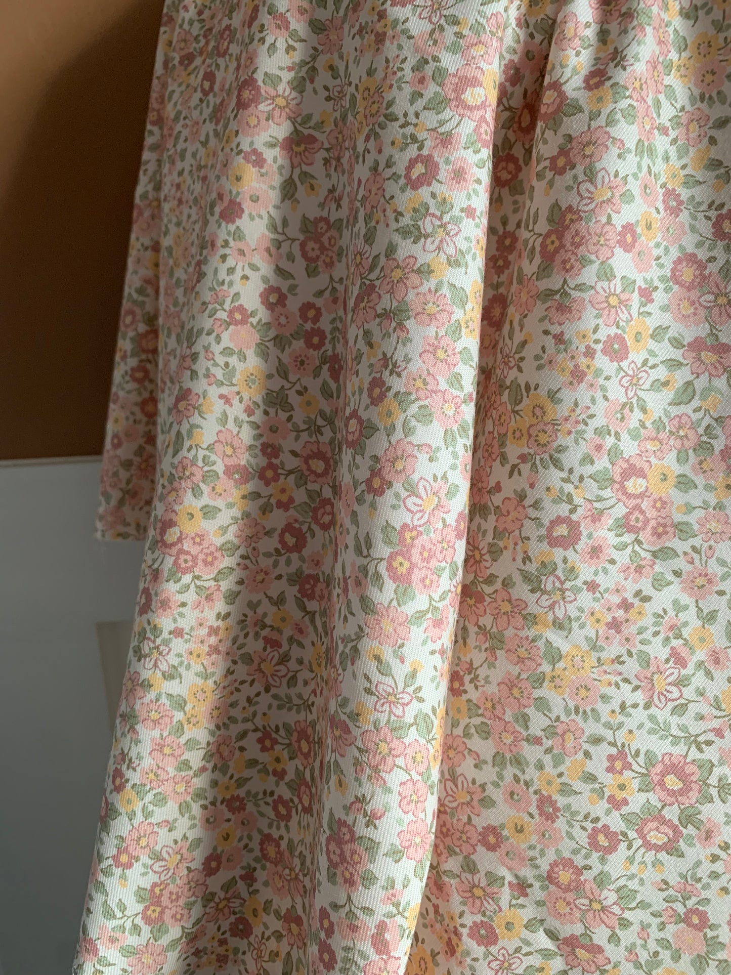Coton Imprimé Bio Champêtre Rose et Vert