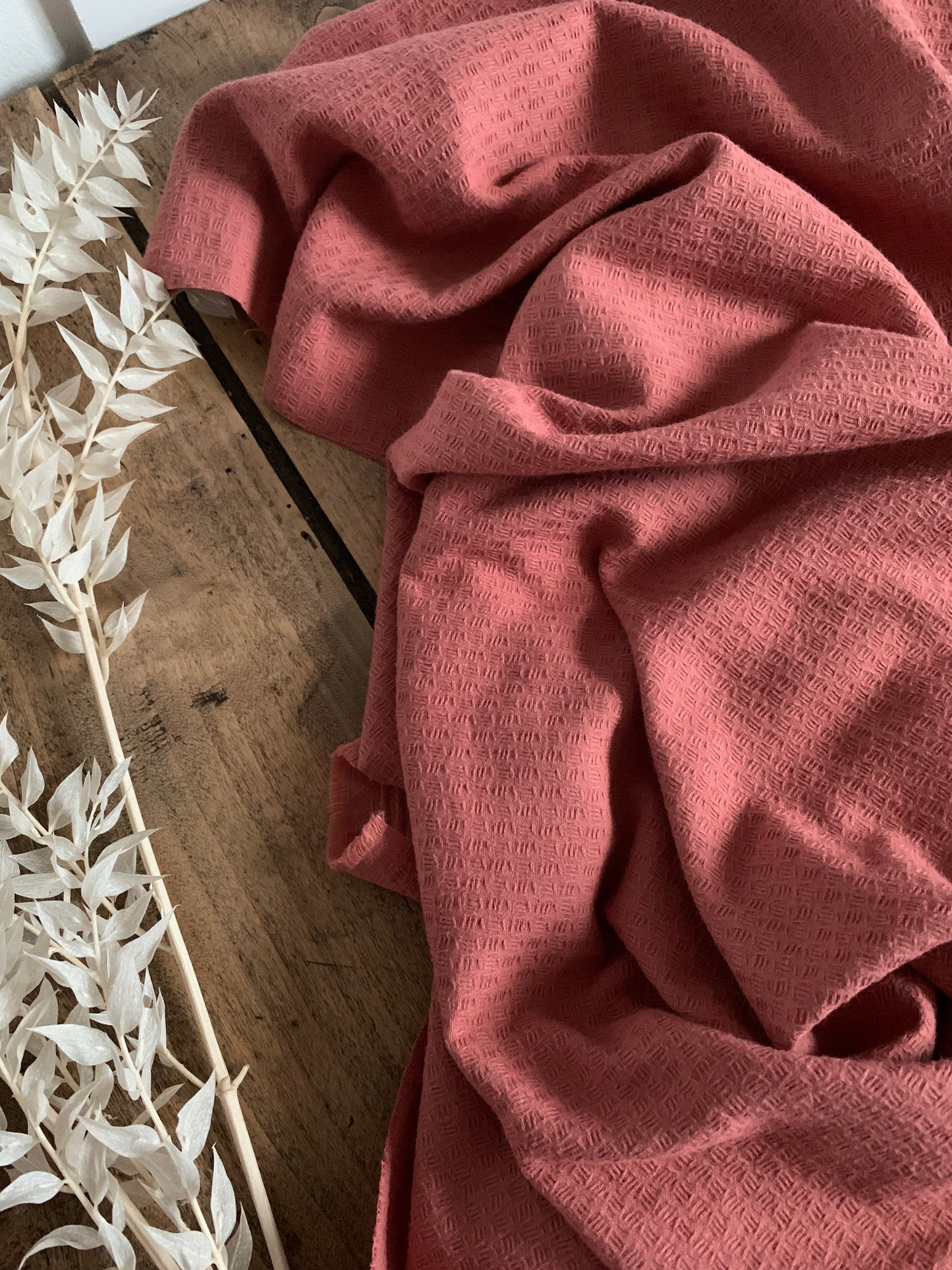 Coton Bio Gaufrée Framboise