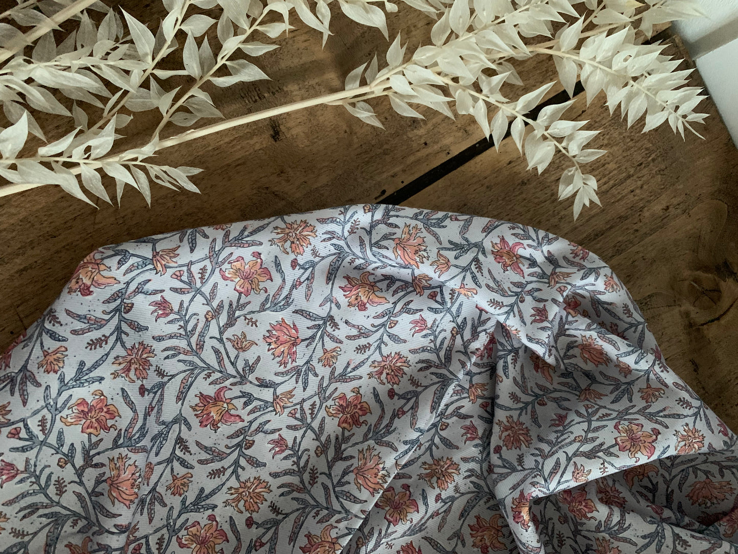 Coton Fleuri Bio Indien Bleu et Rose
