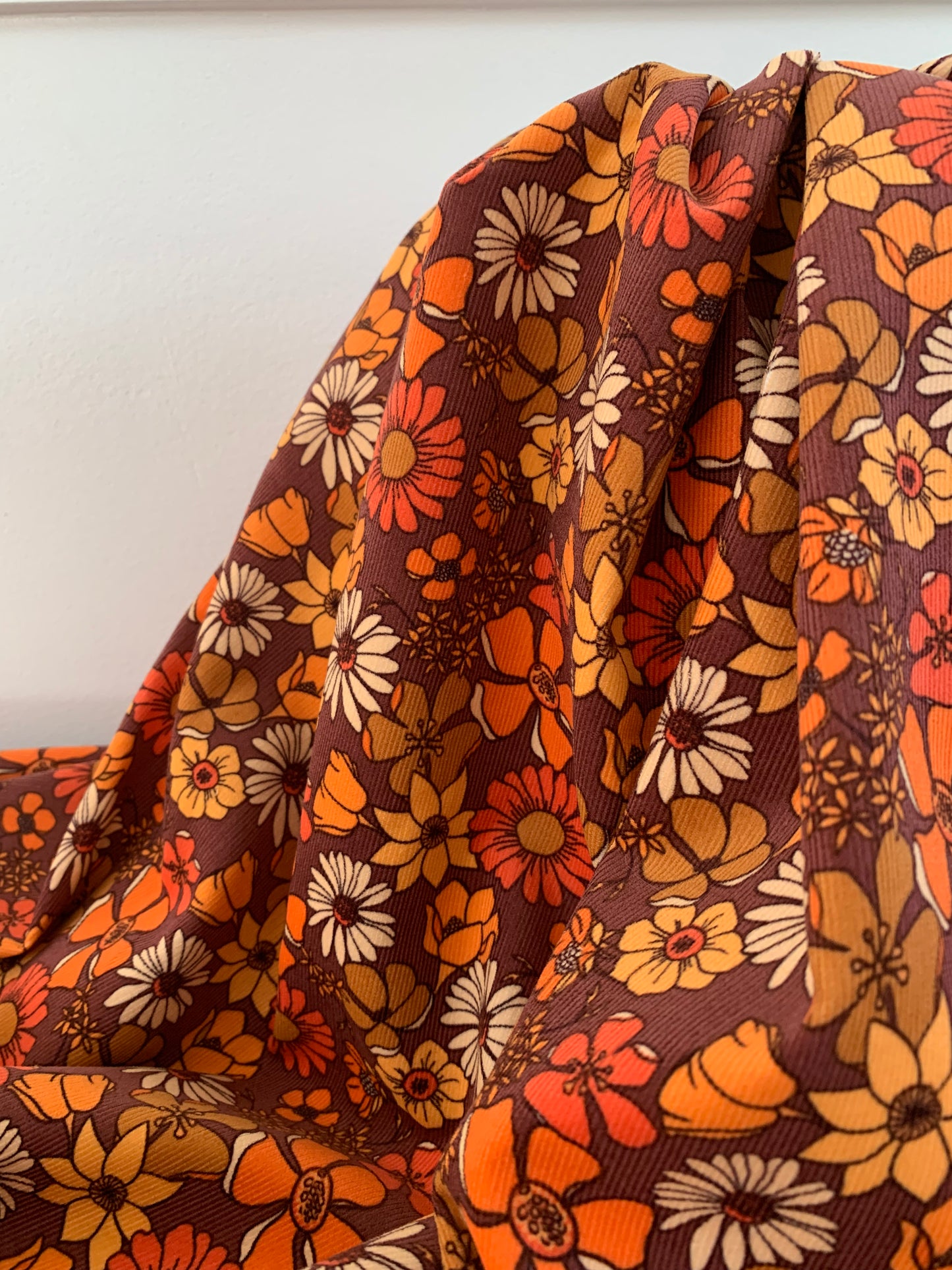 Velours Milleraies Marron Fleurs Rouilles
