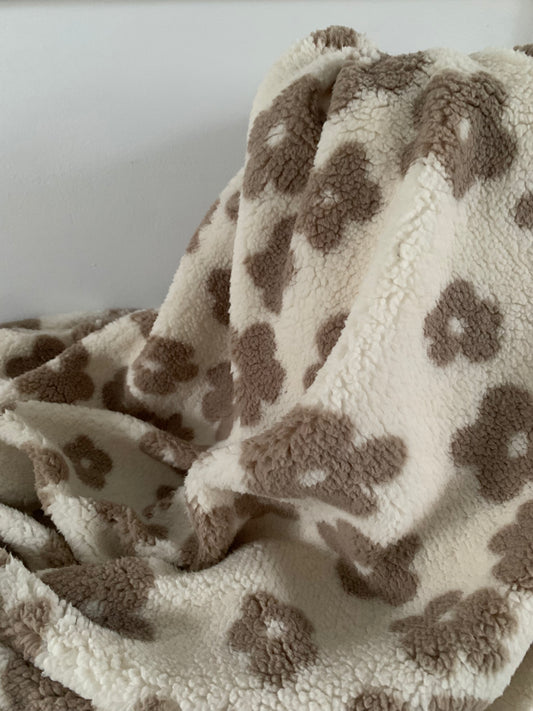 Sherpa Mouton Fleurs Blanc Cassé