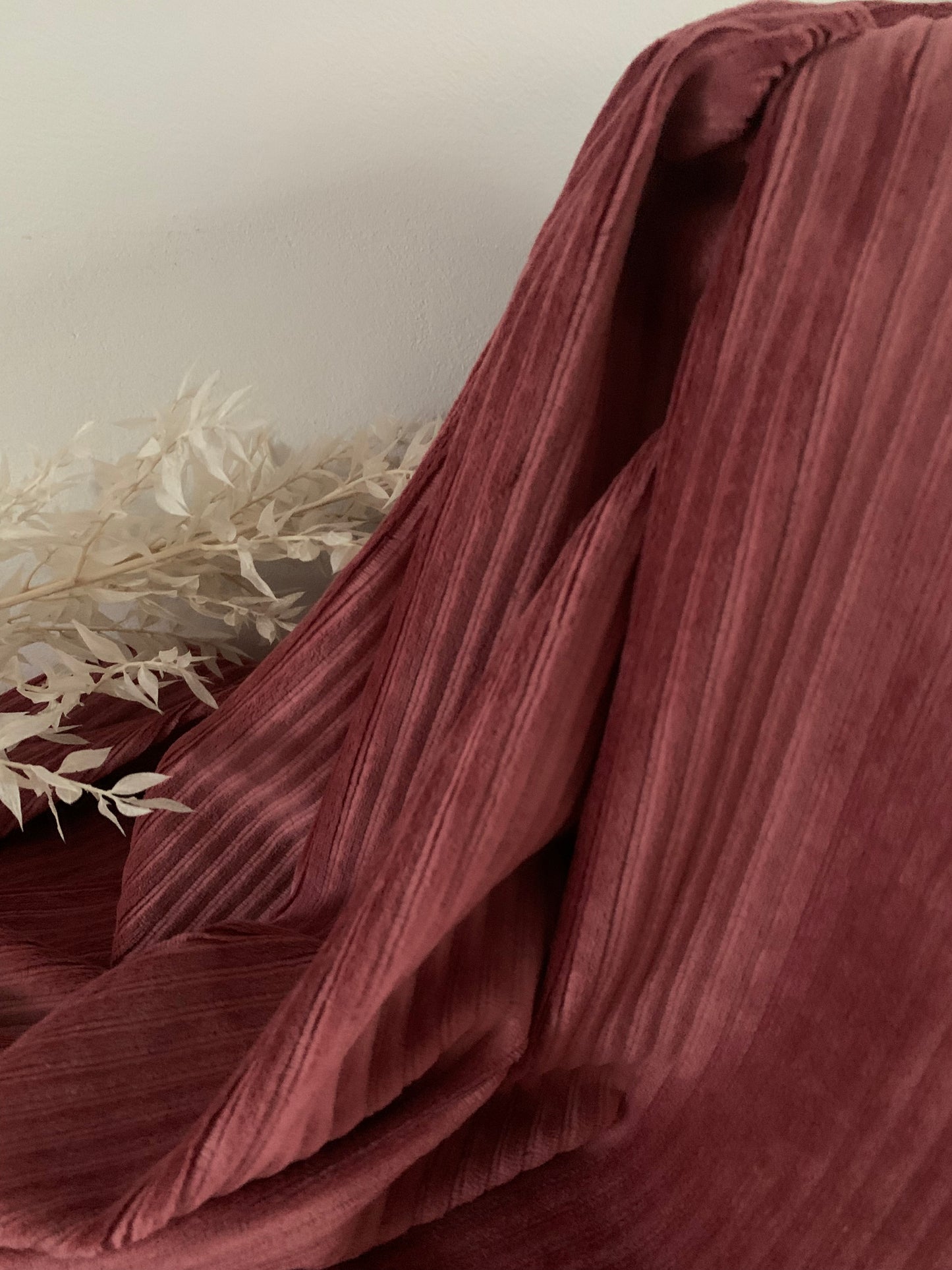 Tissu Jersey Velours à Grosses Cotes Framboise