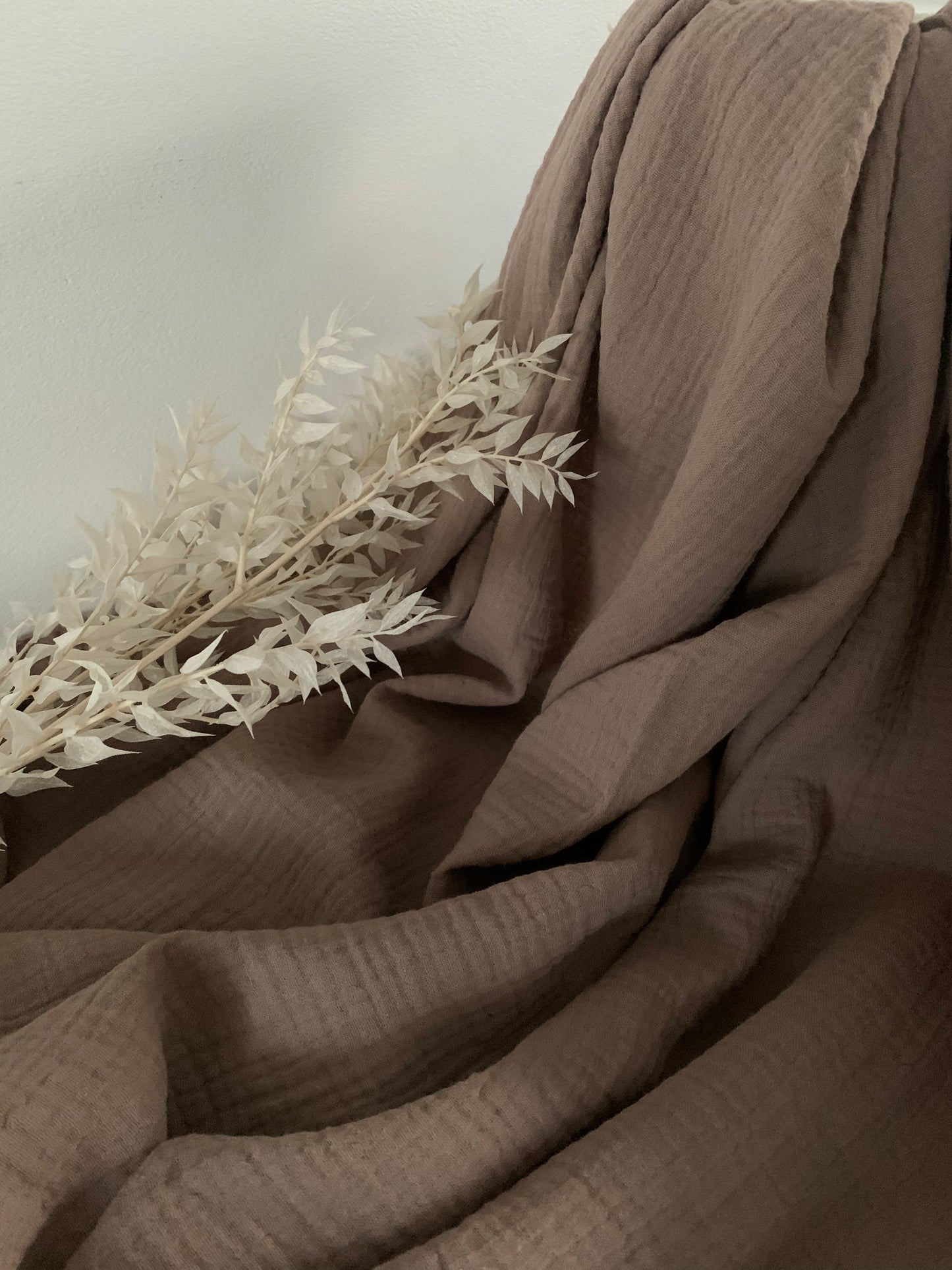 Tissu Double Gaze De Coton Taupe