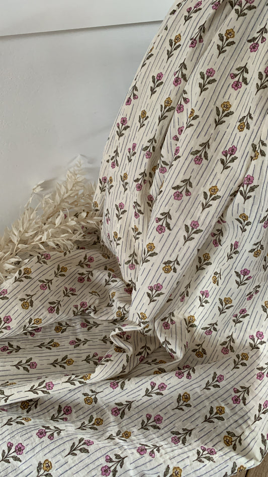 Double Gaze Fleur - Blanc / Vert
