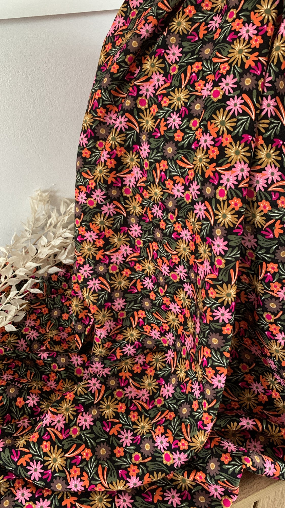 Coupon 1m - Viscose Imprimée - Orange / Rose