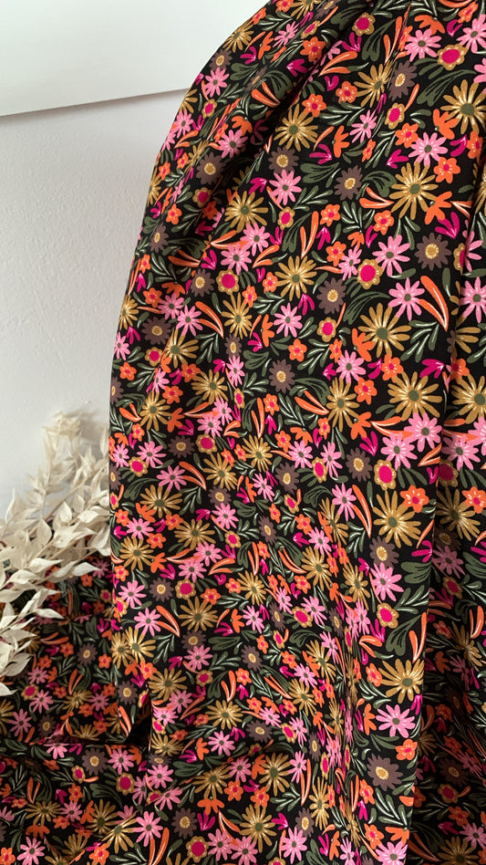 Coupon 1m - Viscose Imprimée - Orange / Rose