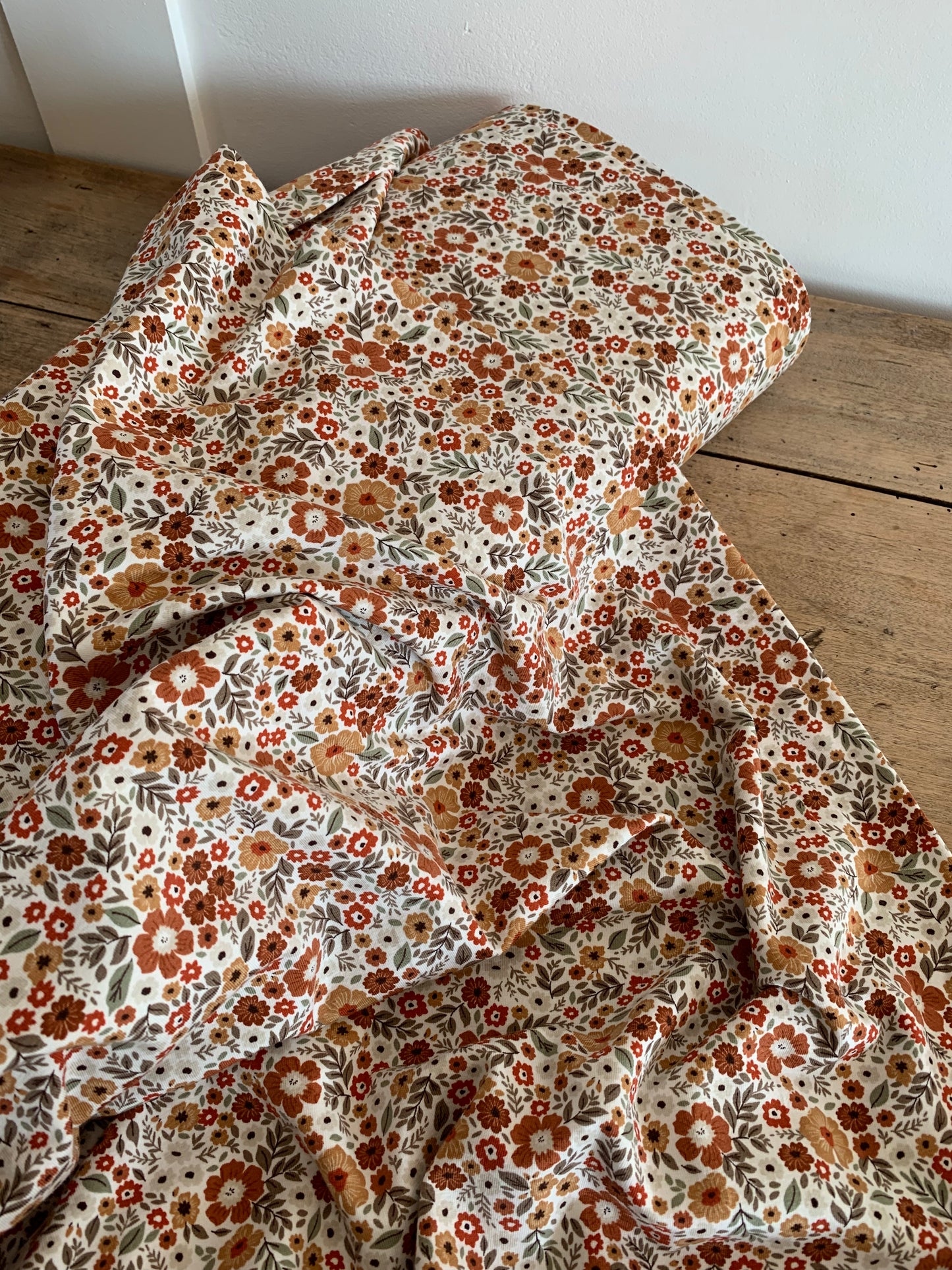 Coupon 1.65 m Jersey Fleurs Rouille