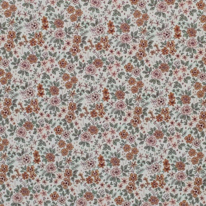 Jersey Coton Impression Buisson Fleur Cacao
