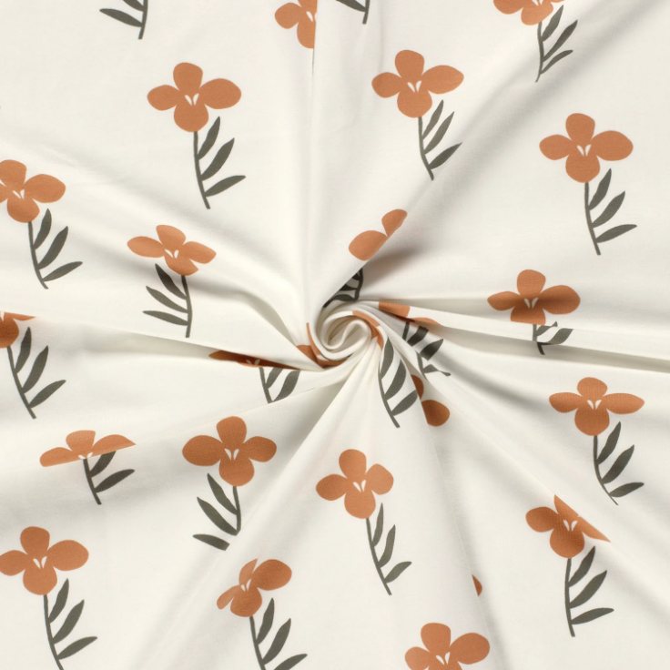 Jersey de Coton Fleurs Camel