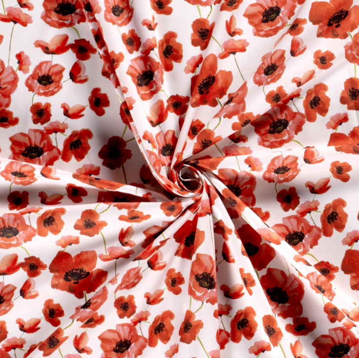 Popeline de Coton Coquelicots