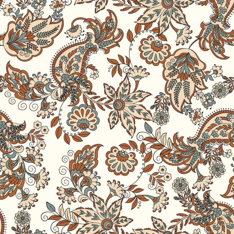 Popeline de coton Paisley Camel