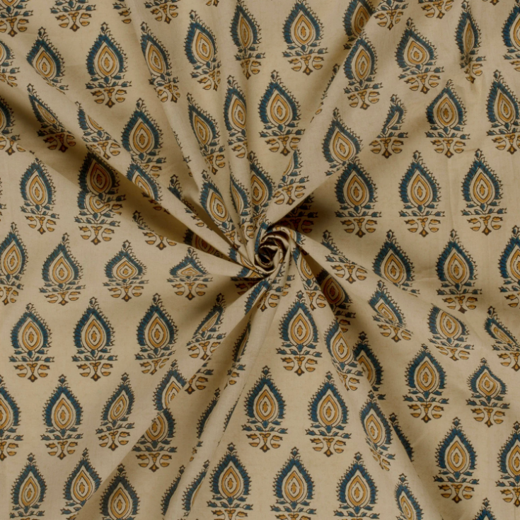 Voile Indien Beige et Bleu