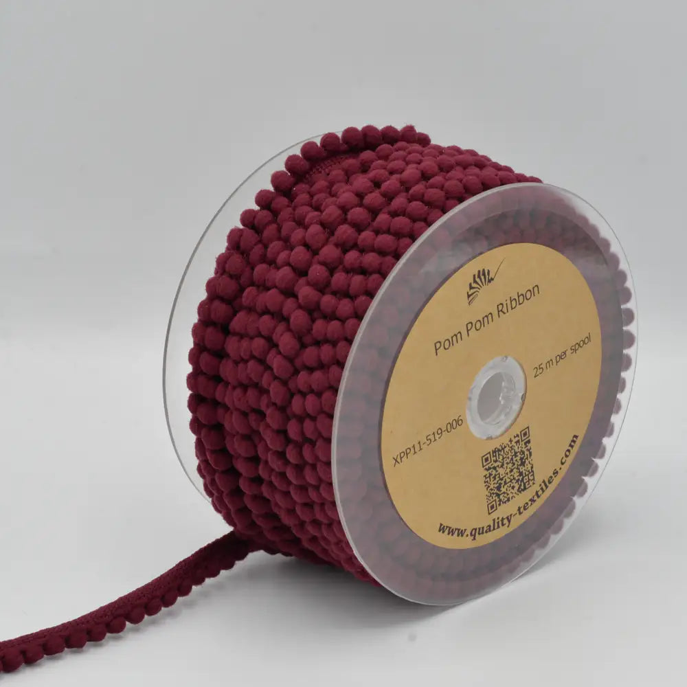 Ruban Pompom Bordeaux - 6mm