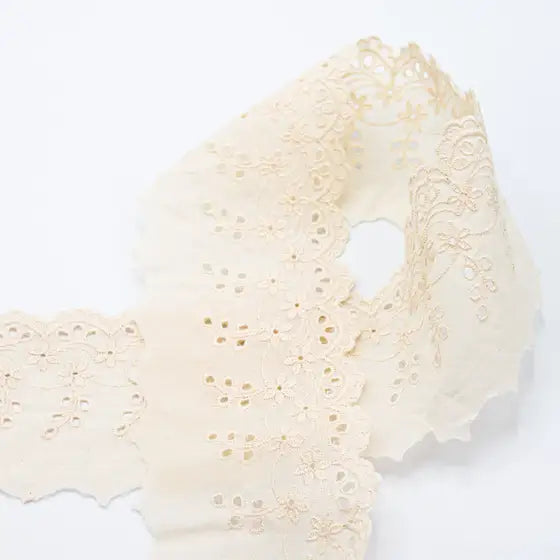 Ruban Broderie Anglaise 80mm - Crème
