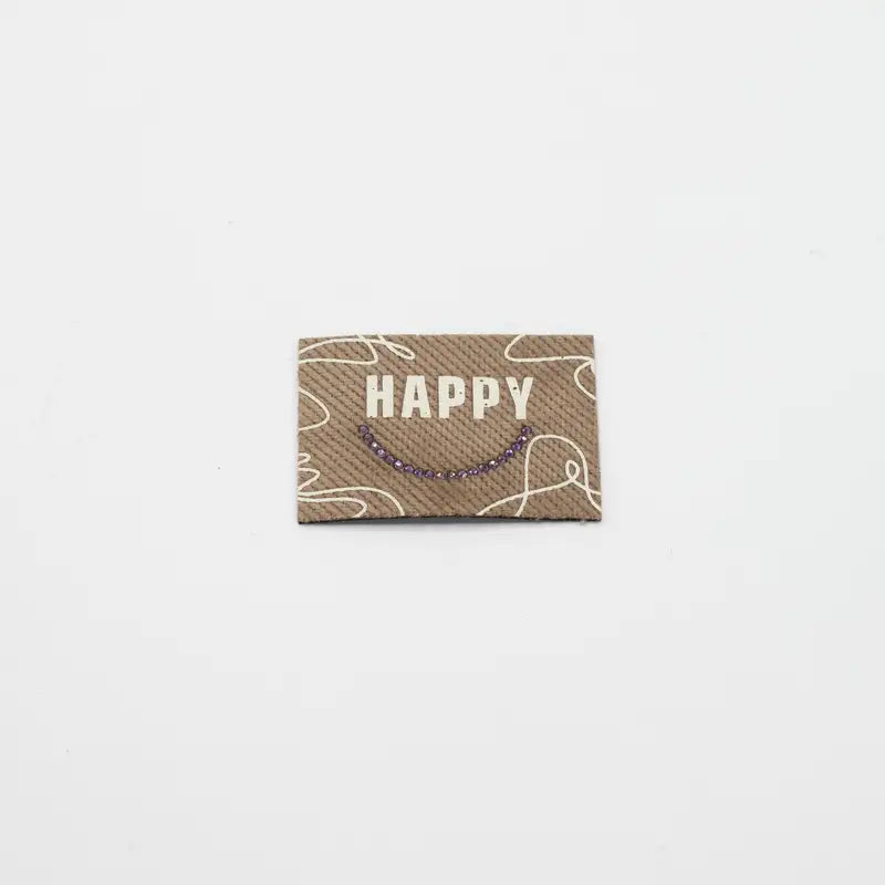 Etiquette tissée HAPPY Taupe