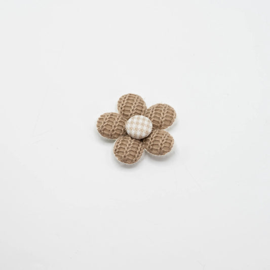 Patch Fleur Tissé Beige – 55 mm – vendu à l’unité