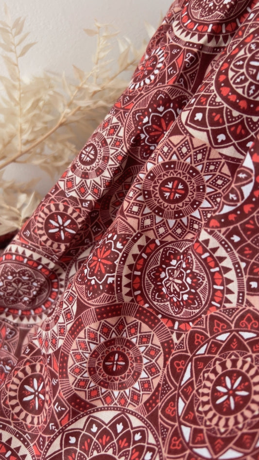Coupon 1m - Coton Imprimé Bordeaux Terra