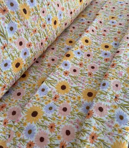 Double Gaze Fleurs - Jaune